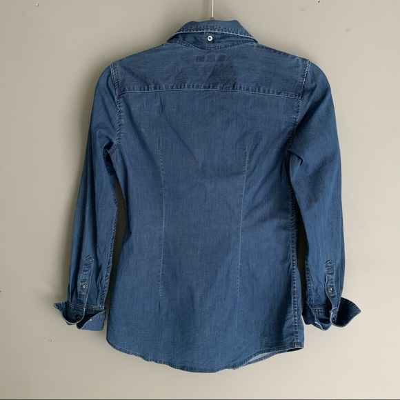 Banana Republic Long Sleeve Denim Riley Bow Top - Picture 6 of 7